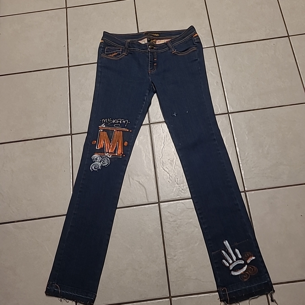 Miskeen Jeans Back Orange Embroidery Size 9